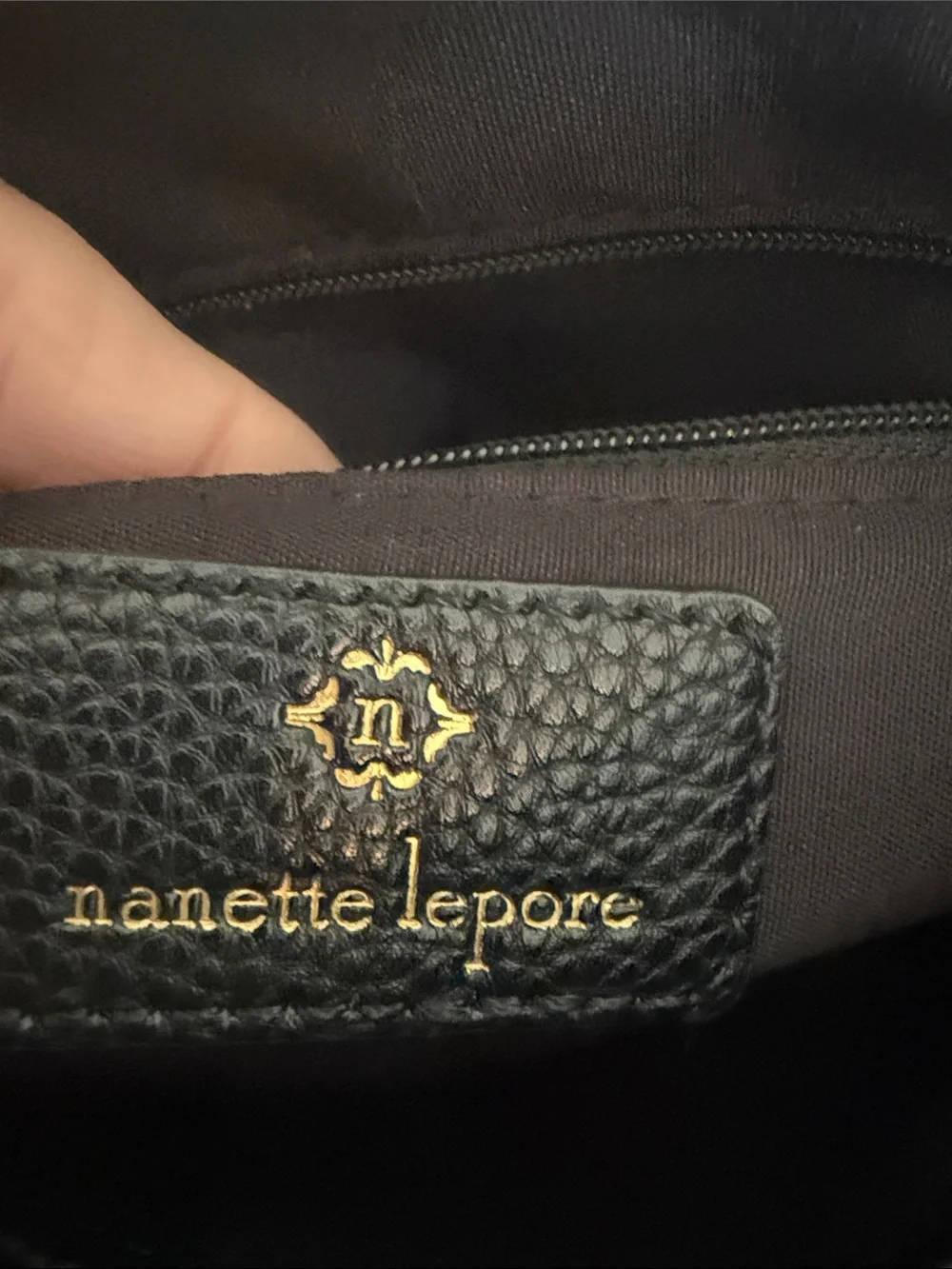 Nanette Lepore Black and Cream Pebbled Crossbody